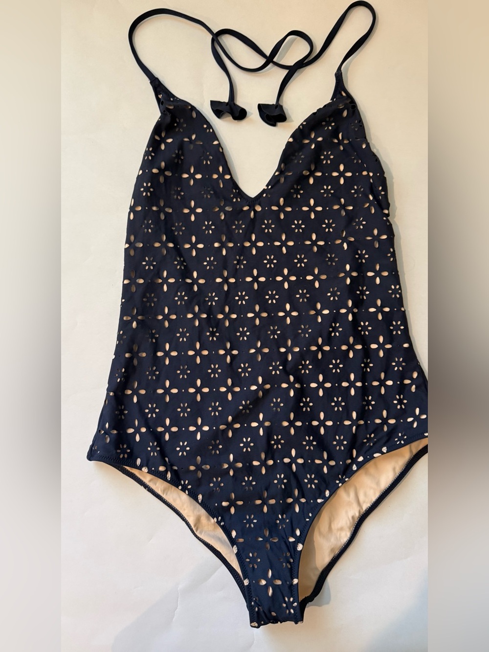 Womens One-Piece Swimsuit with Eyelet Laser-Cut Detail